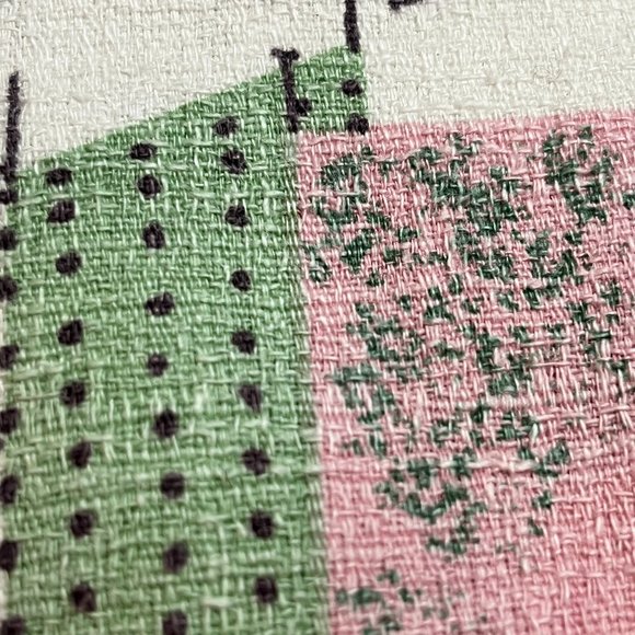 Mid-Century Bark Cloth Cafe Curtain Set - Picture 9 of 12